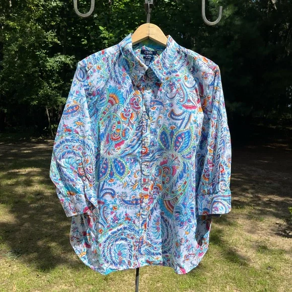 Chaps Paisley Button-Up Shirt Blouse Women’s Size 2X Plus Size Boho - Picture 16 of 16